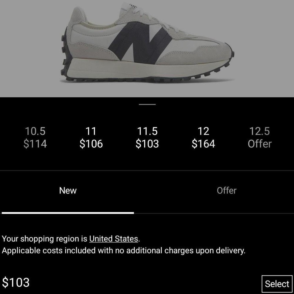 New Balance 327 MS327FE Sea Salt/ Black Men's- 11.5 US - Picture 8 of 8